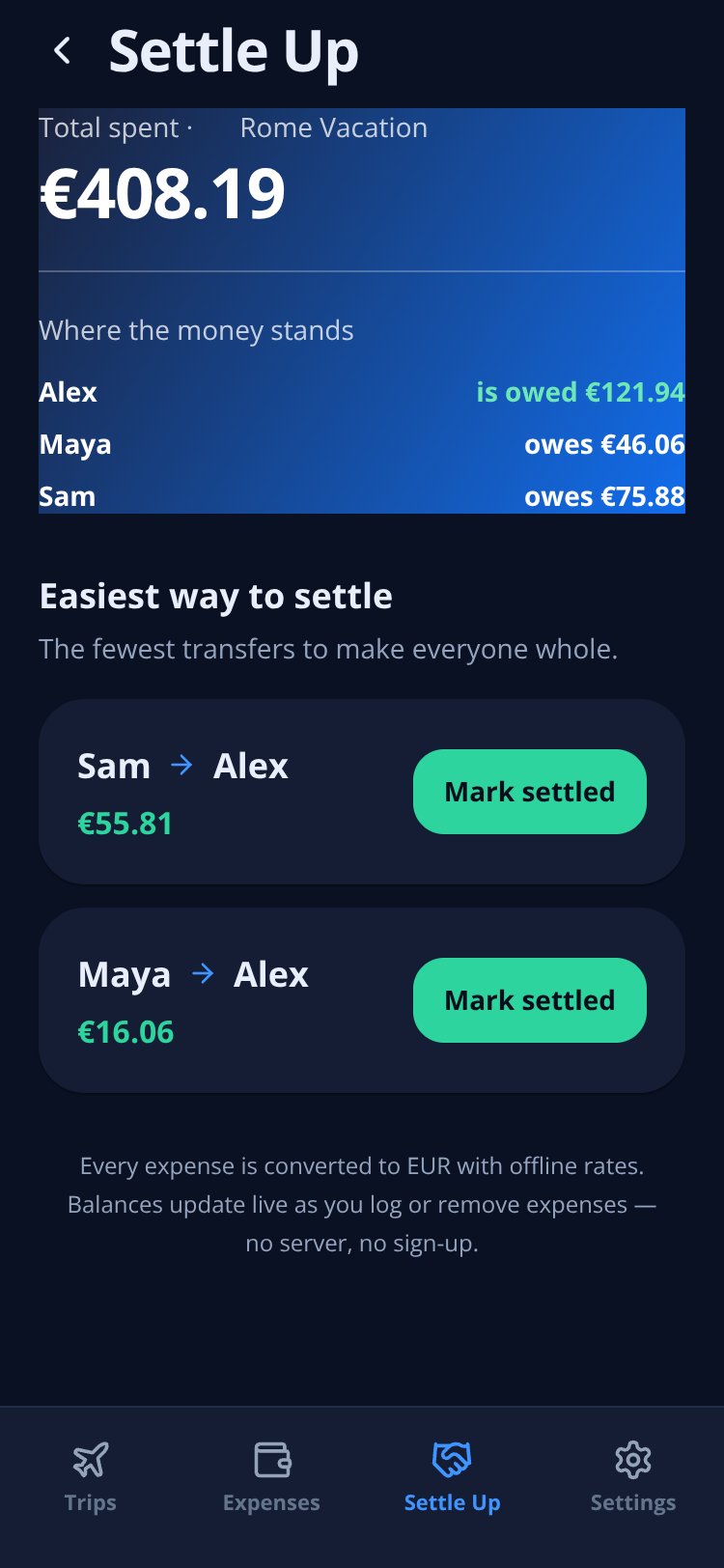 TripSplit screen 3
