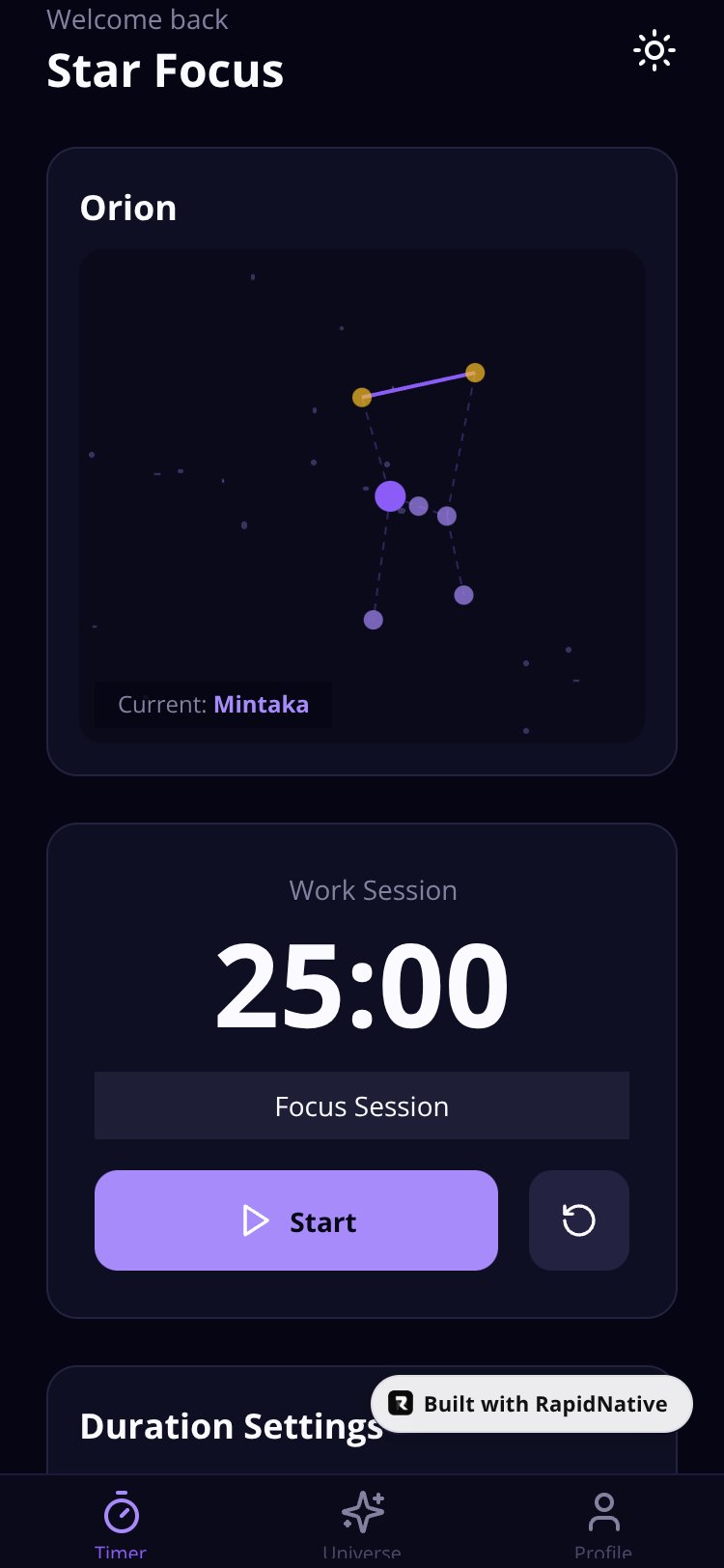 Constellation Timer screen 1