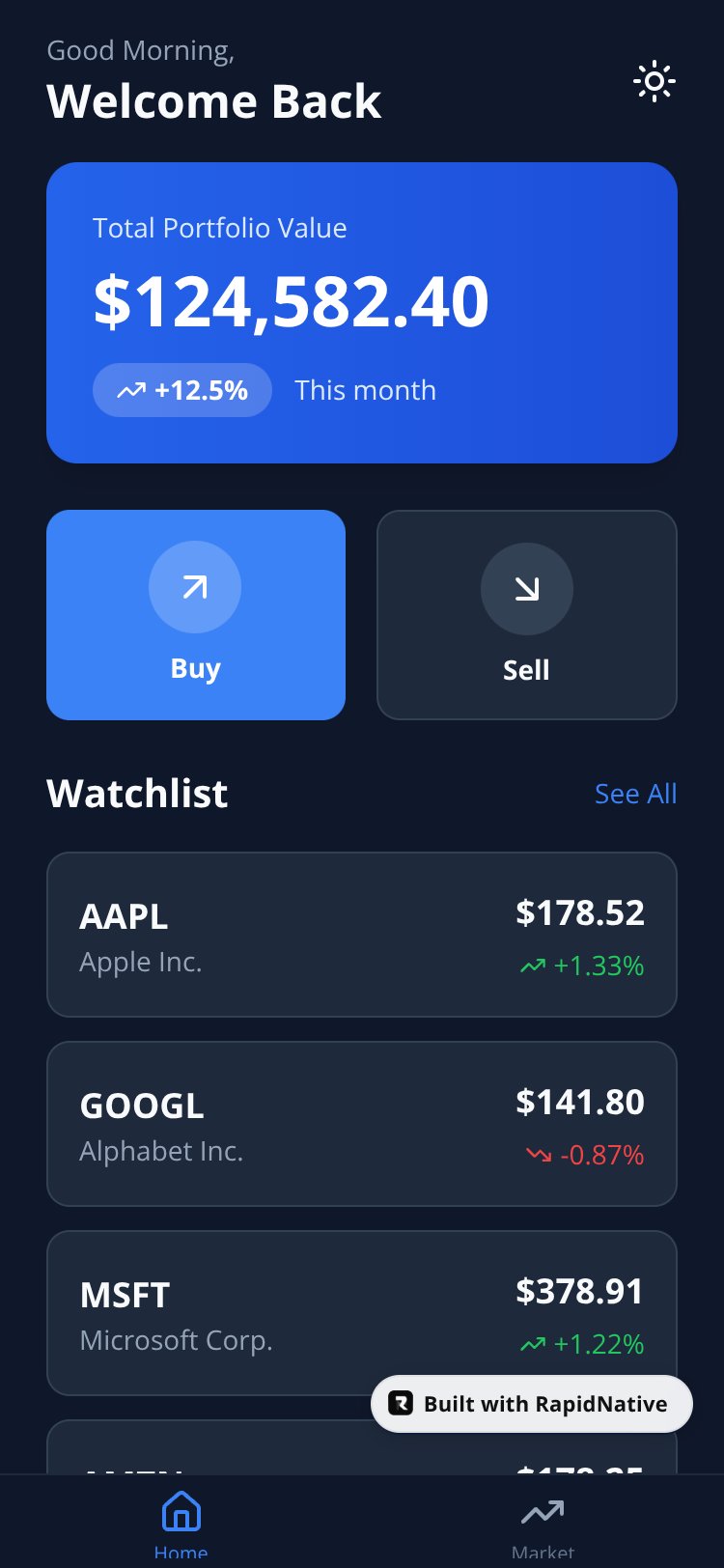 StockTrade Pro screen 1