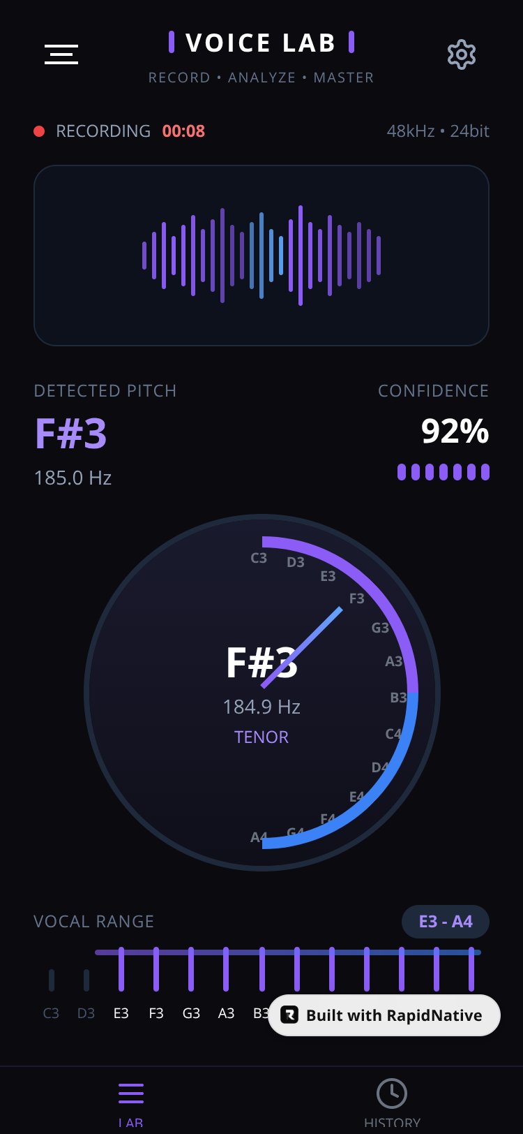 Voice Lab screen 1