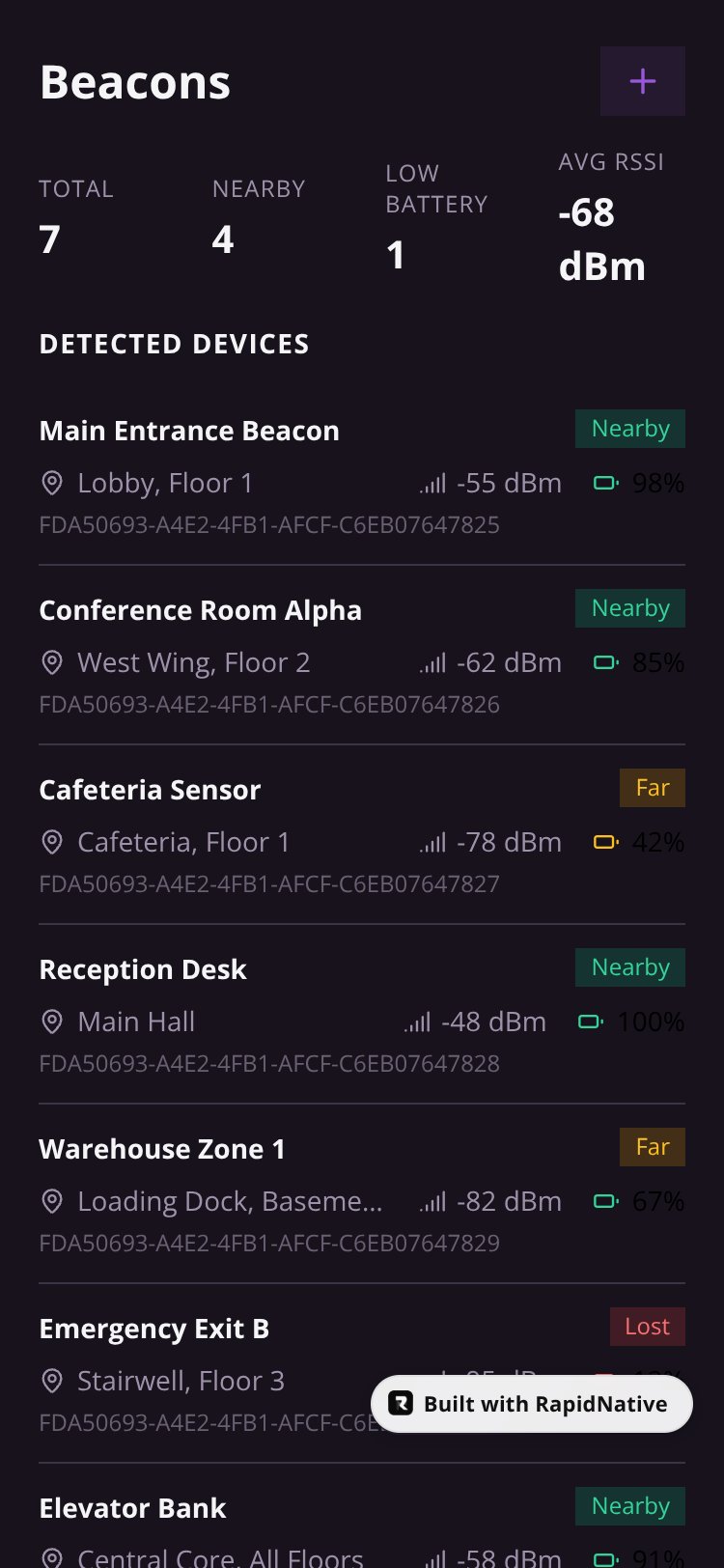 RapidNative App screen 1