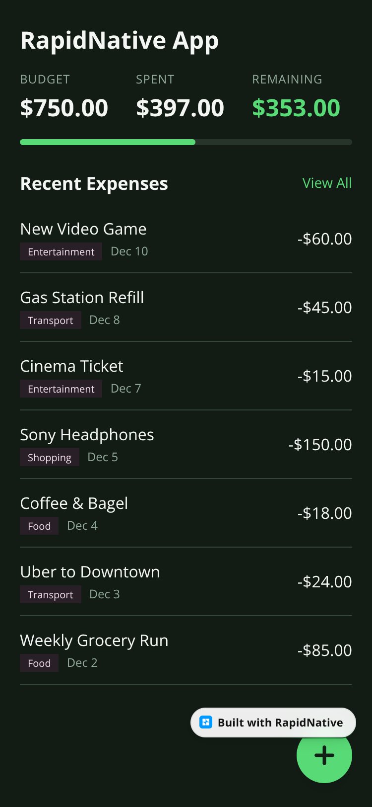 RapidNative App screen 1