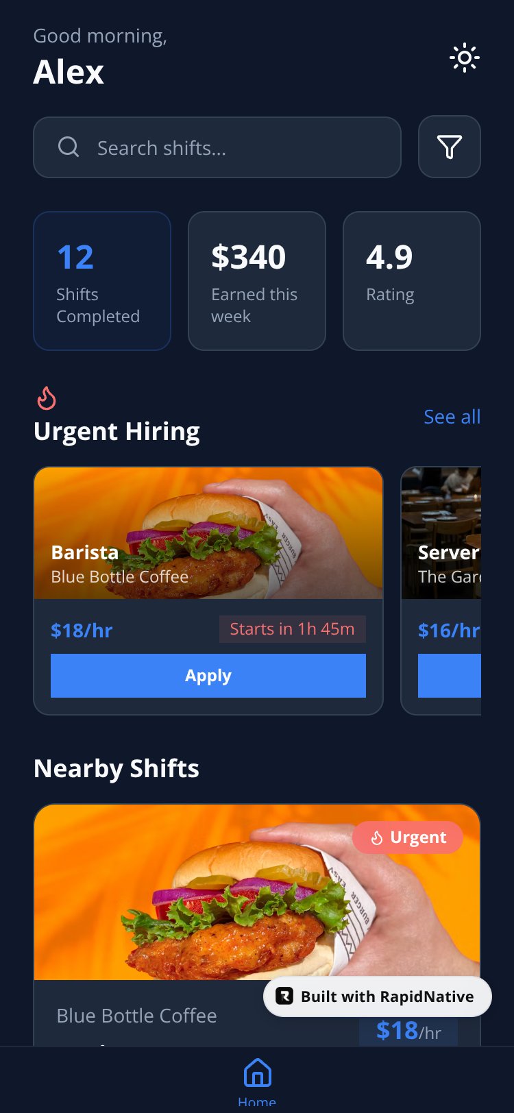 ShiftConnect screen 1