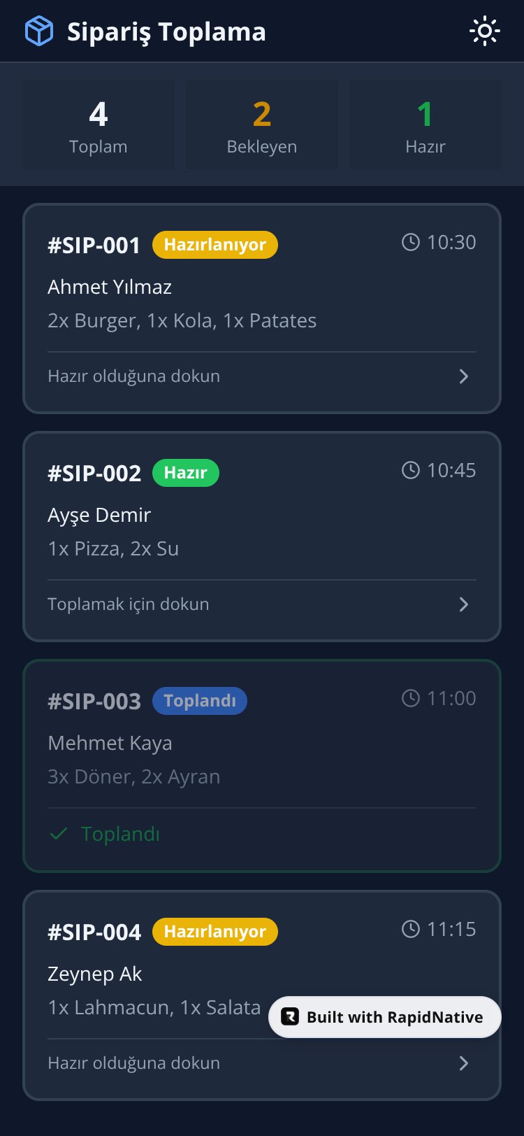 OrderTracker screen 1