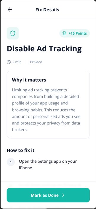 Privacy Hub screen 1