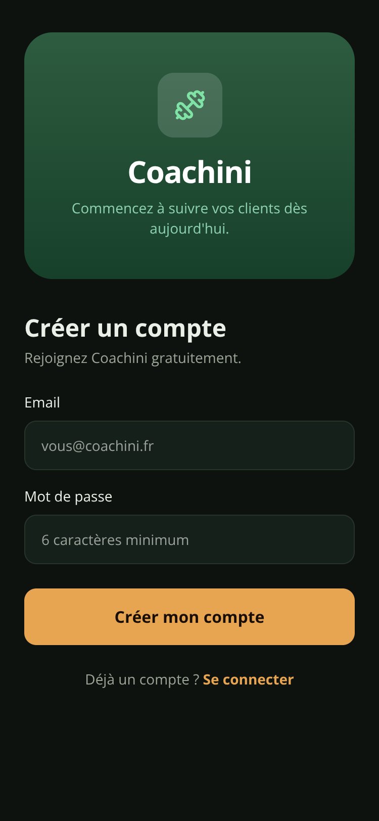Coachini TEST screen 1