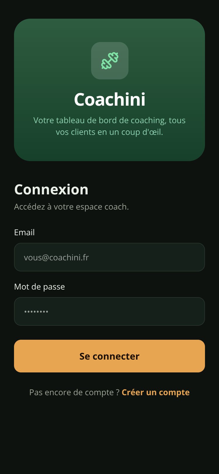 Coachini TEST screen 2