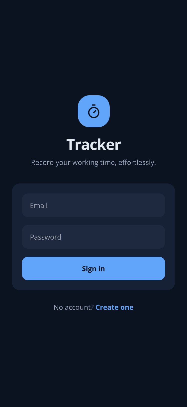 TimeTrack screen 1