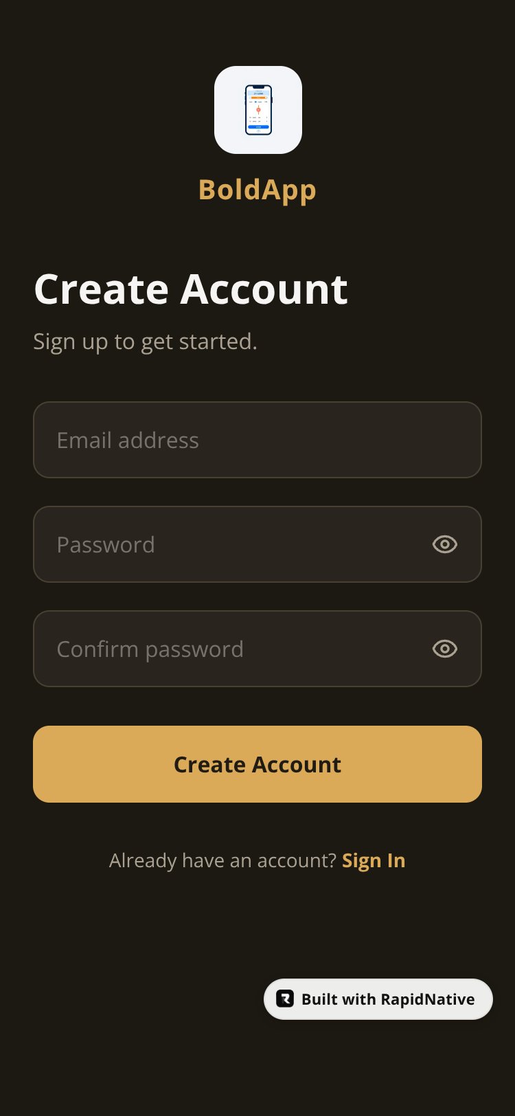 BoldApp screen 2