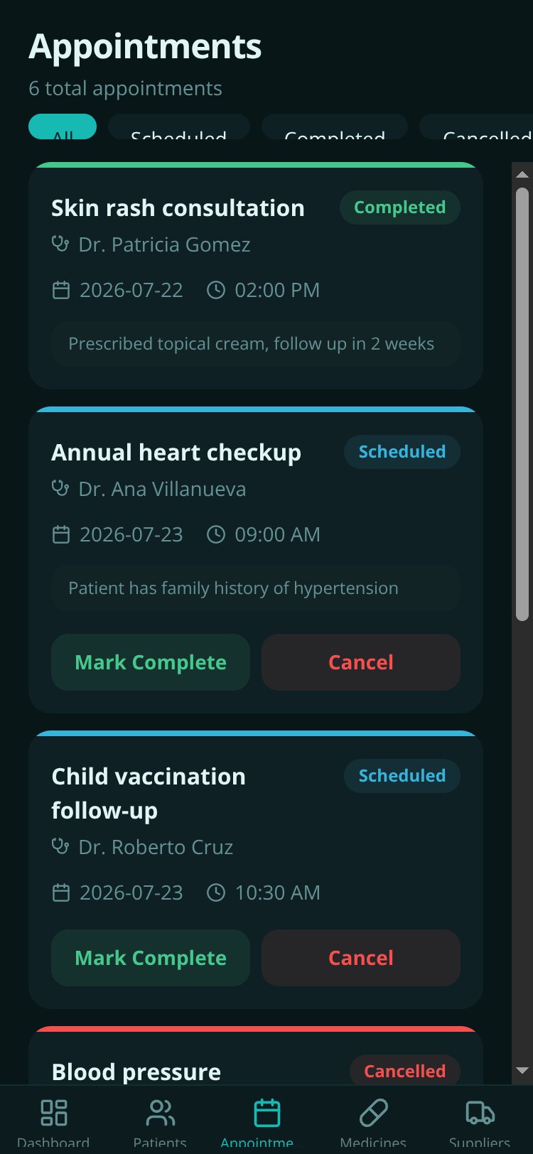 MedCenter screen 1