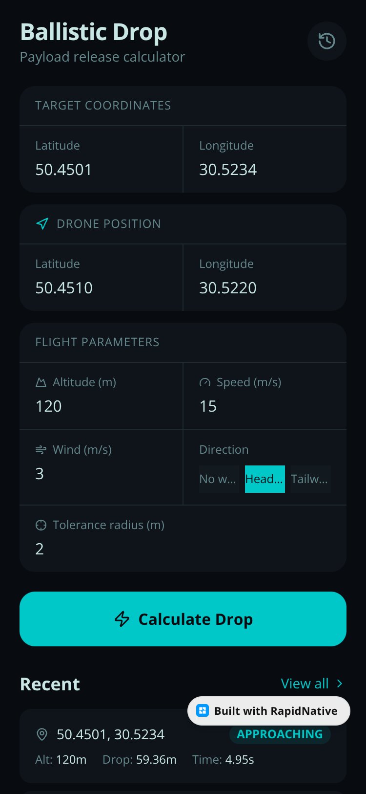 Ballistic Drop screen 1