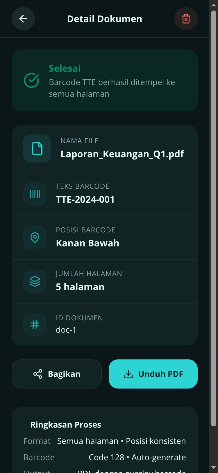 TTE Barcode Stamper screen 1