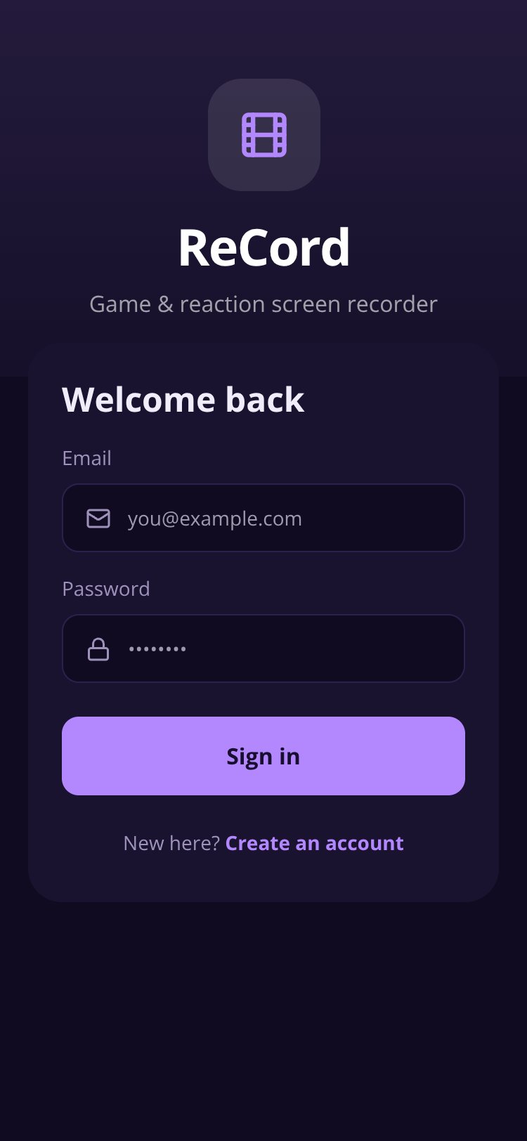 ReCord screen 1