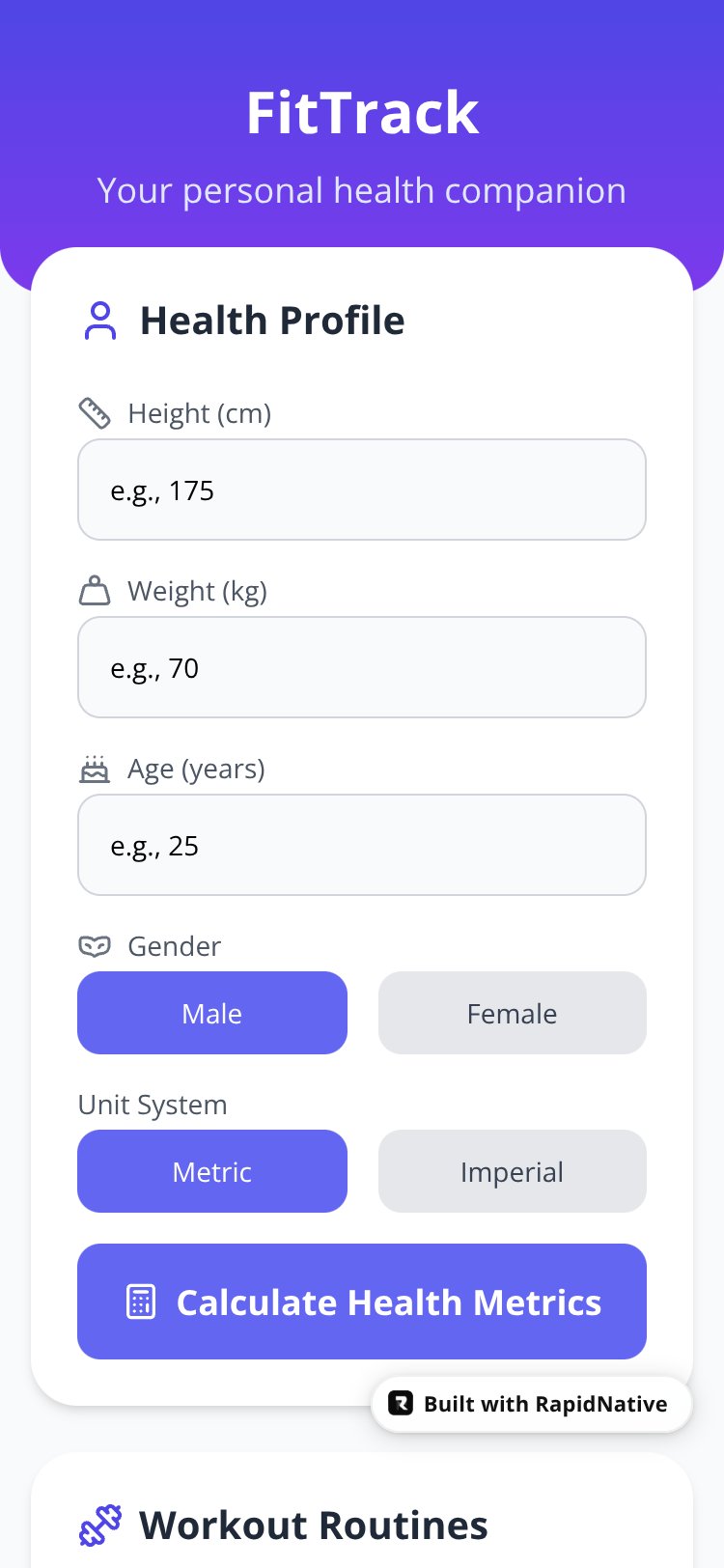 FitTrack Copy screen 4