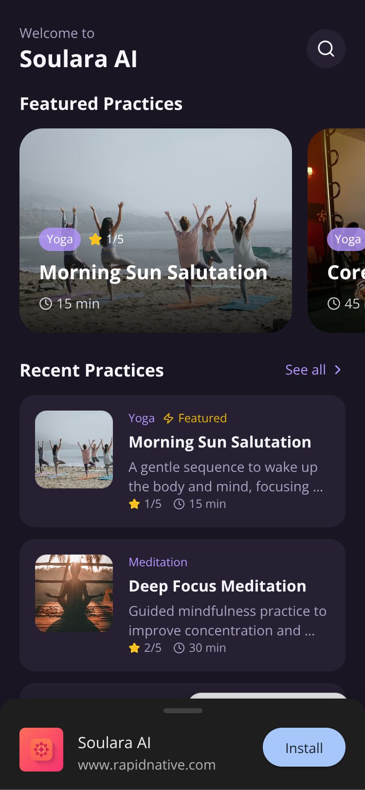 Soulara AI screen 1