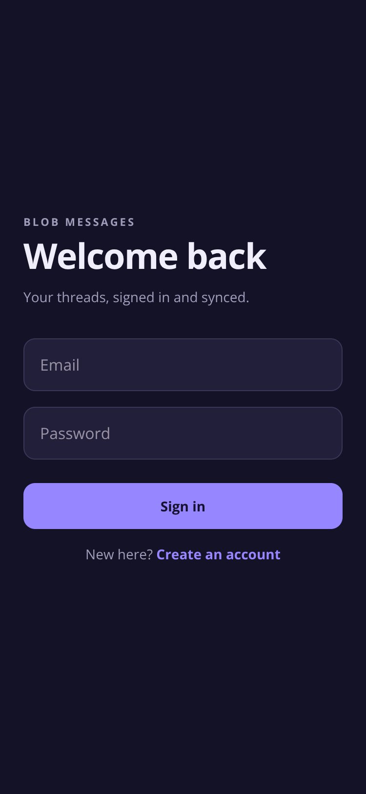 Blob Messages screen 1