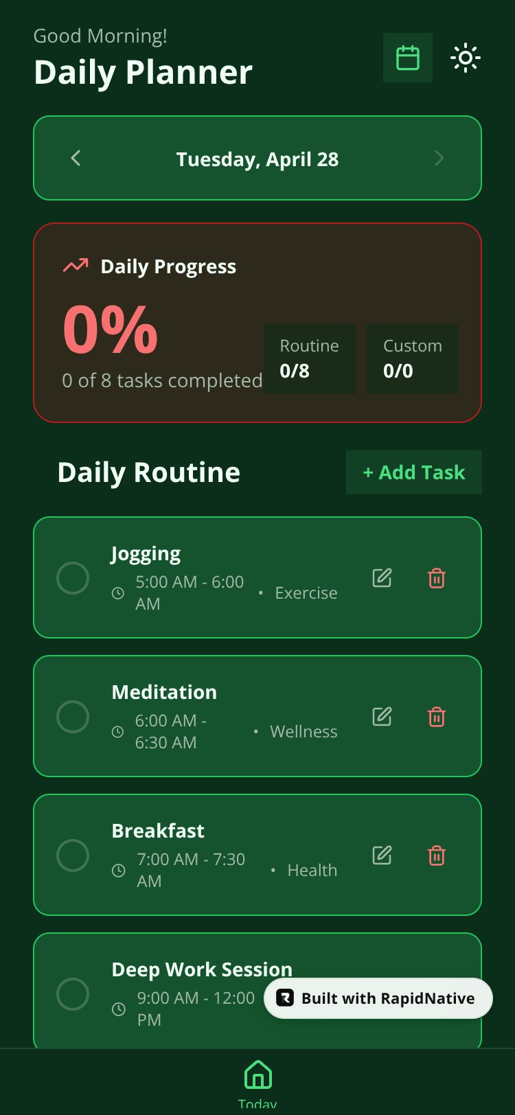 DailyTrack screen 1