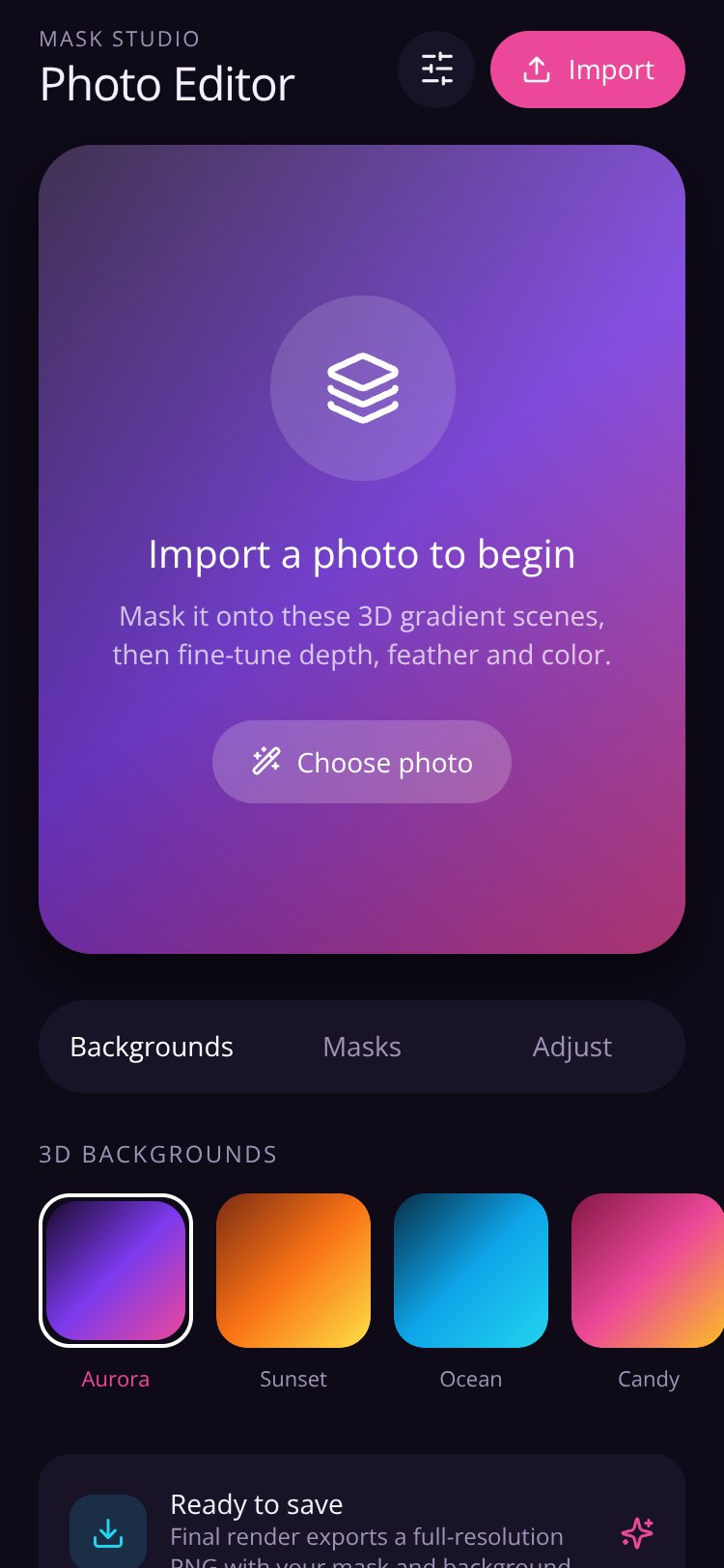 Mask Studio screen 2