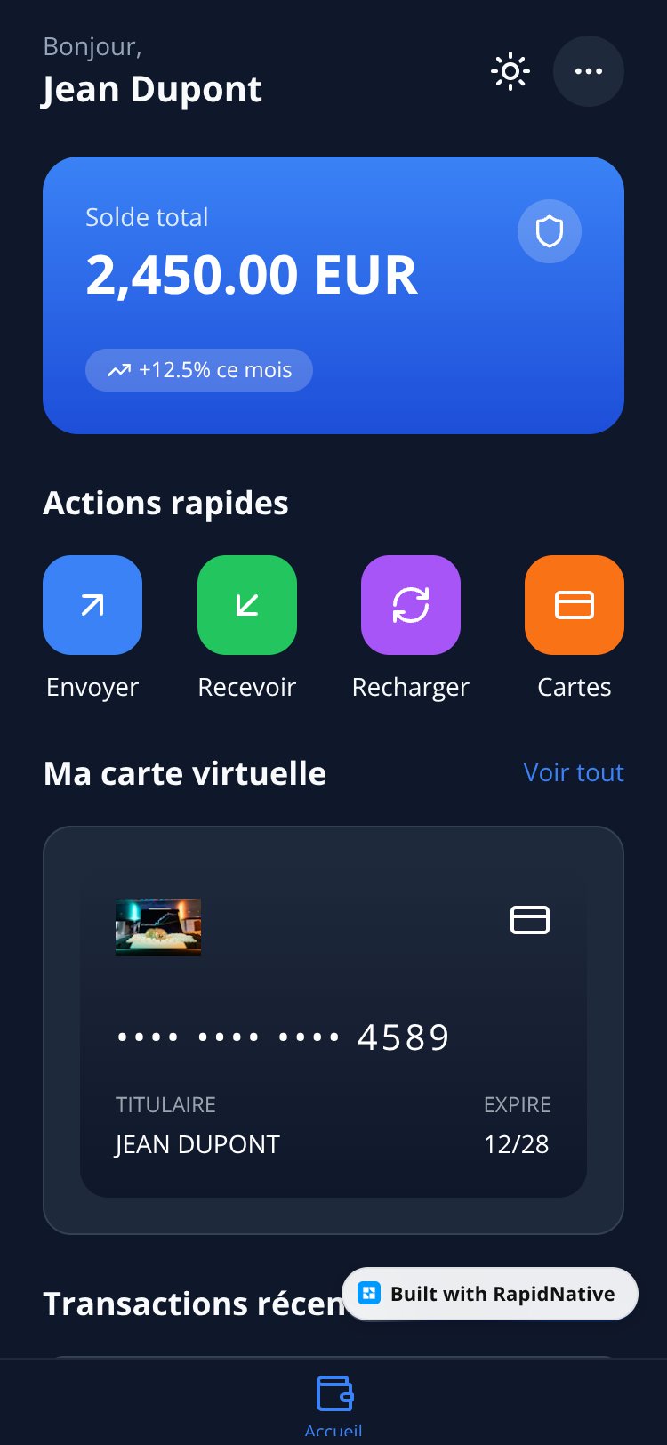 Portefeuille Électronique screen 1