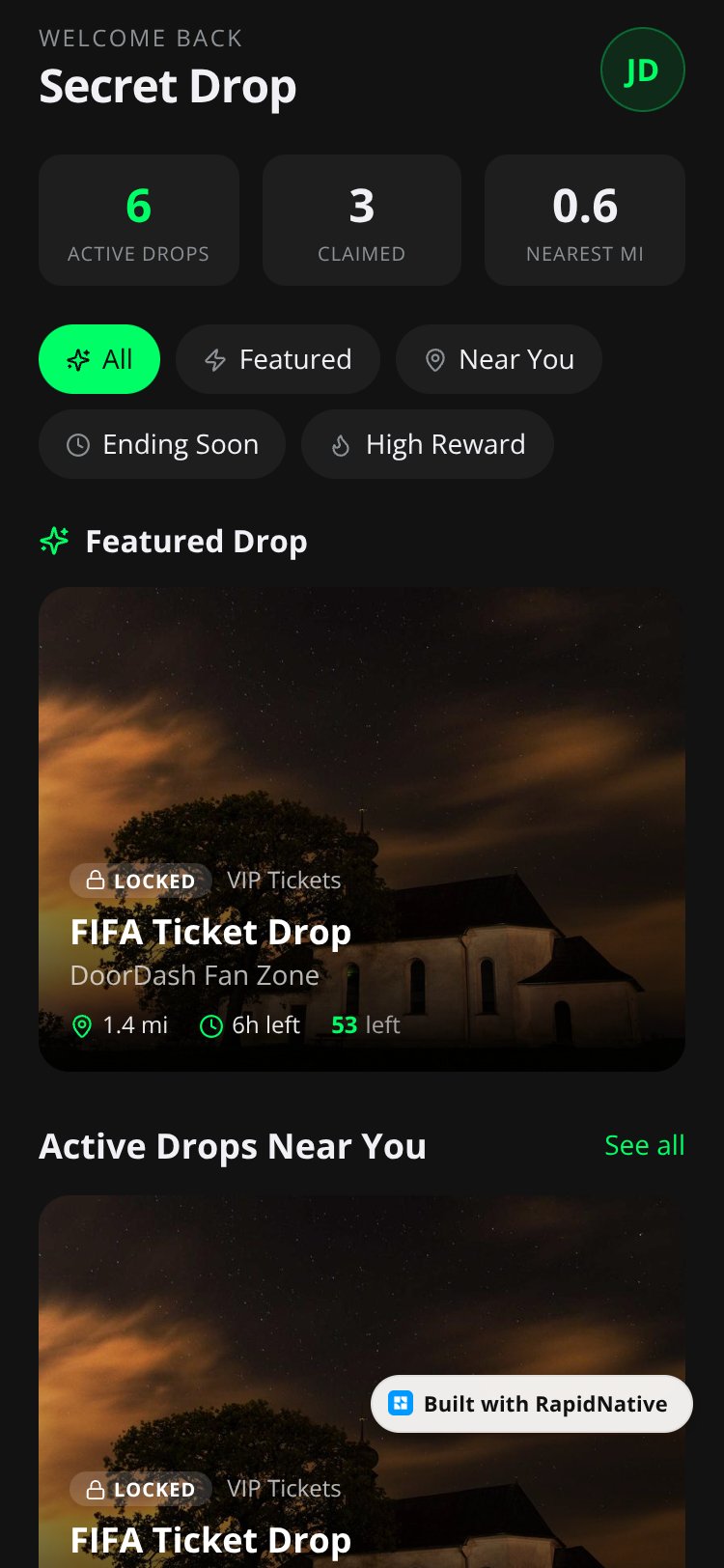 Secret Drop screen 1