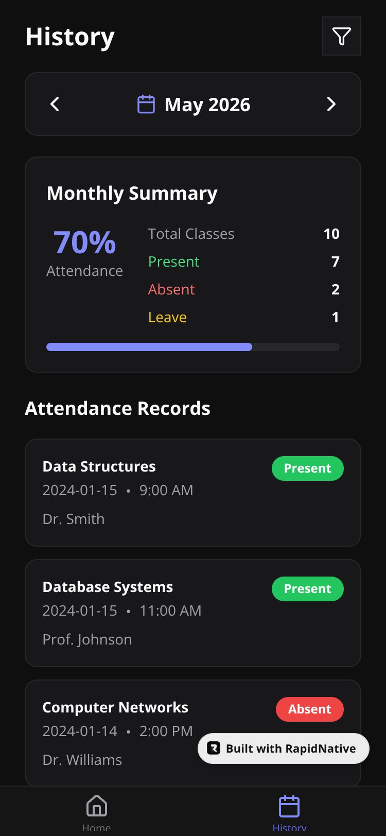 GVP Attendance screen 1