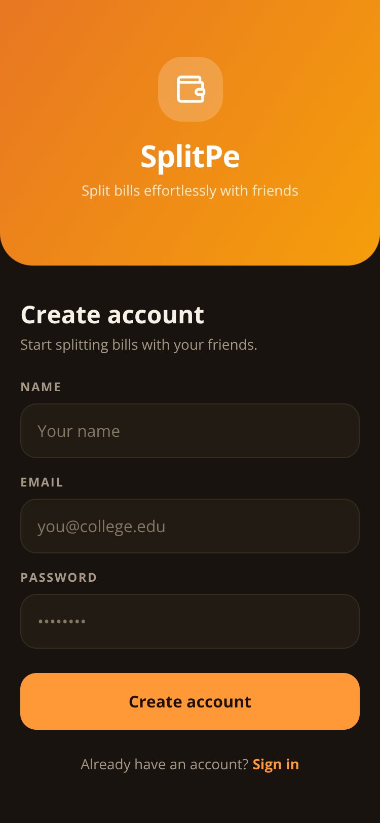RapidNative App screen 1