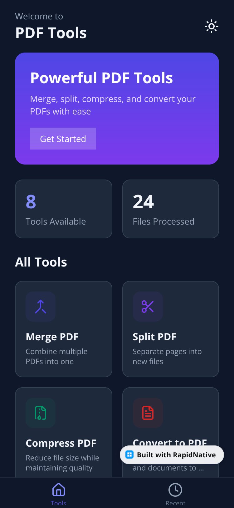 PDF Tools screen 1