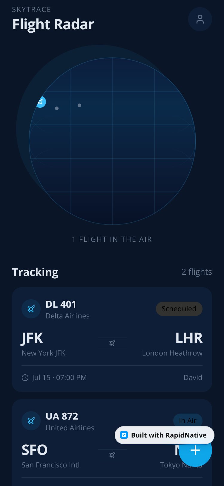 SkyTrace screen 1