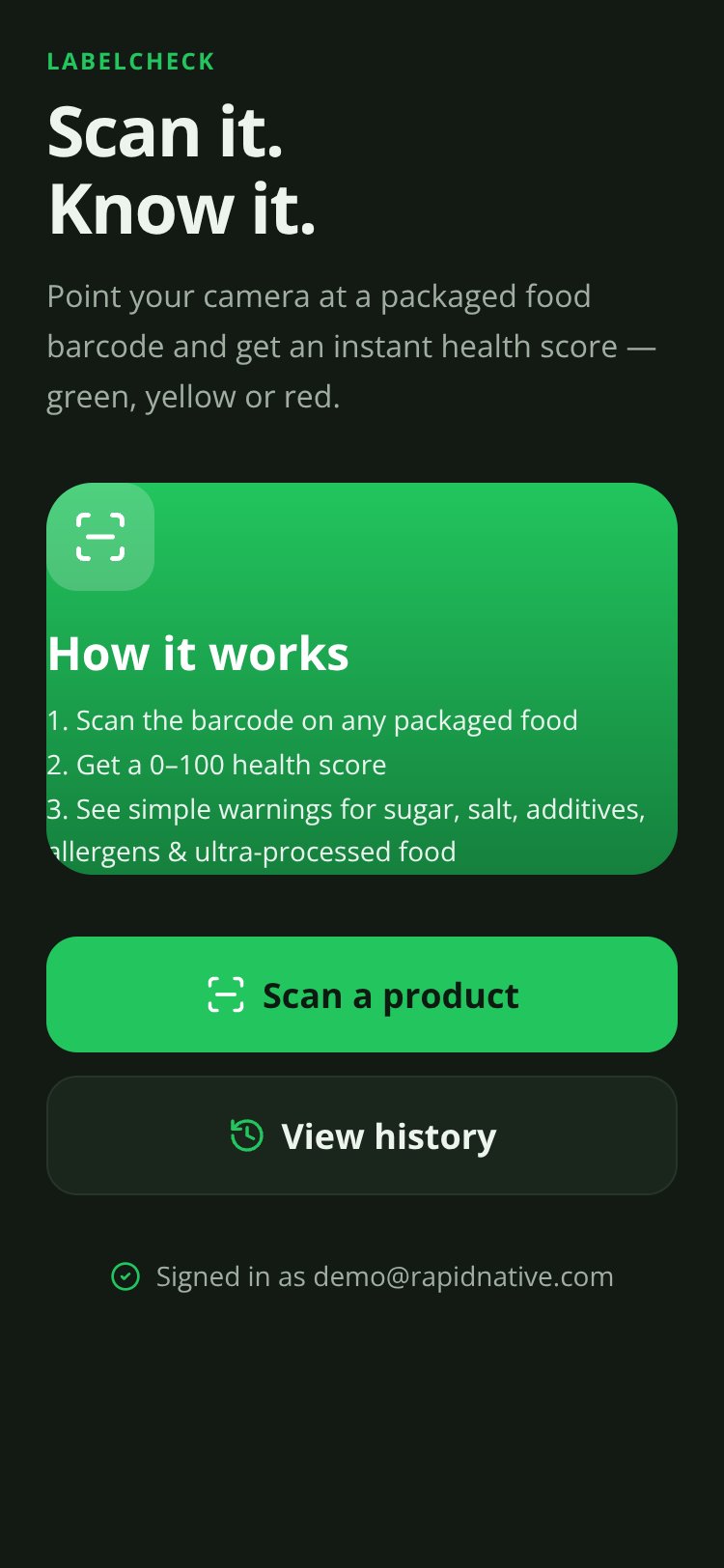 LabelCheck screen 2