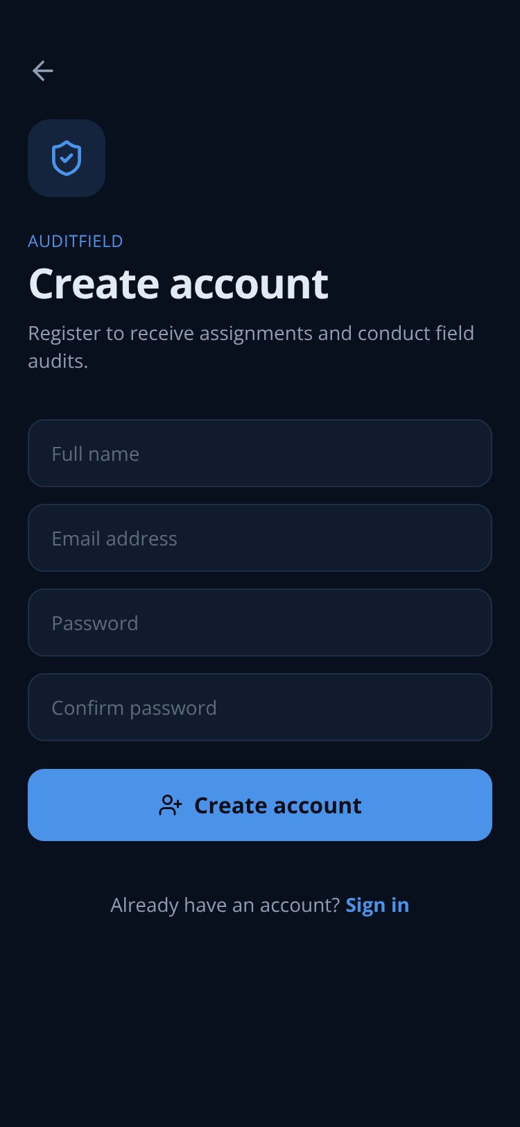 AuditField screen 2