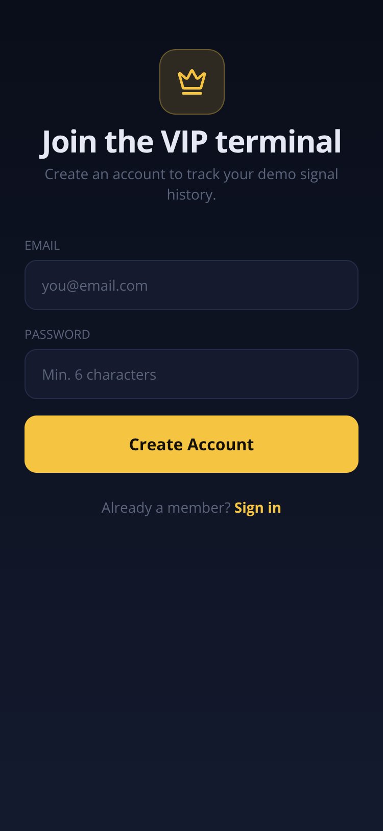 Signal Pro VIP screen 1