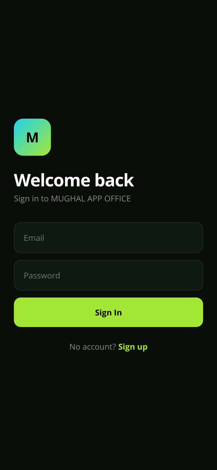 MUGHAL APP OFFICE screen 1