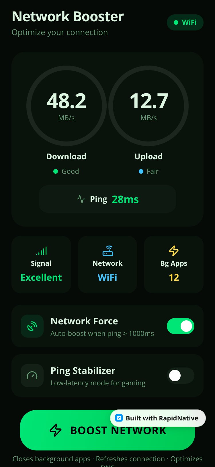 Network Booster screen 1