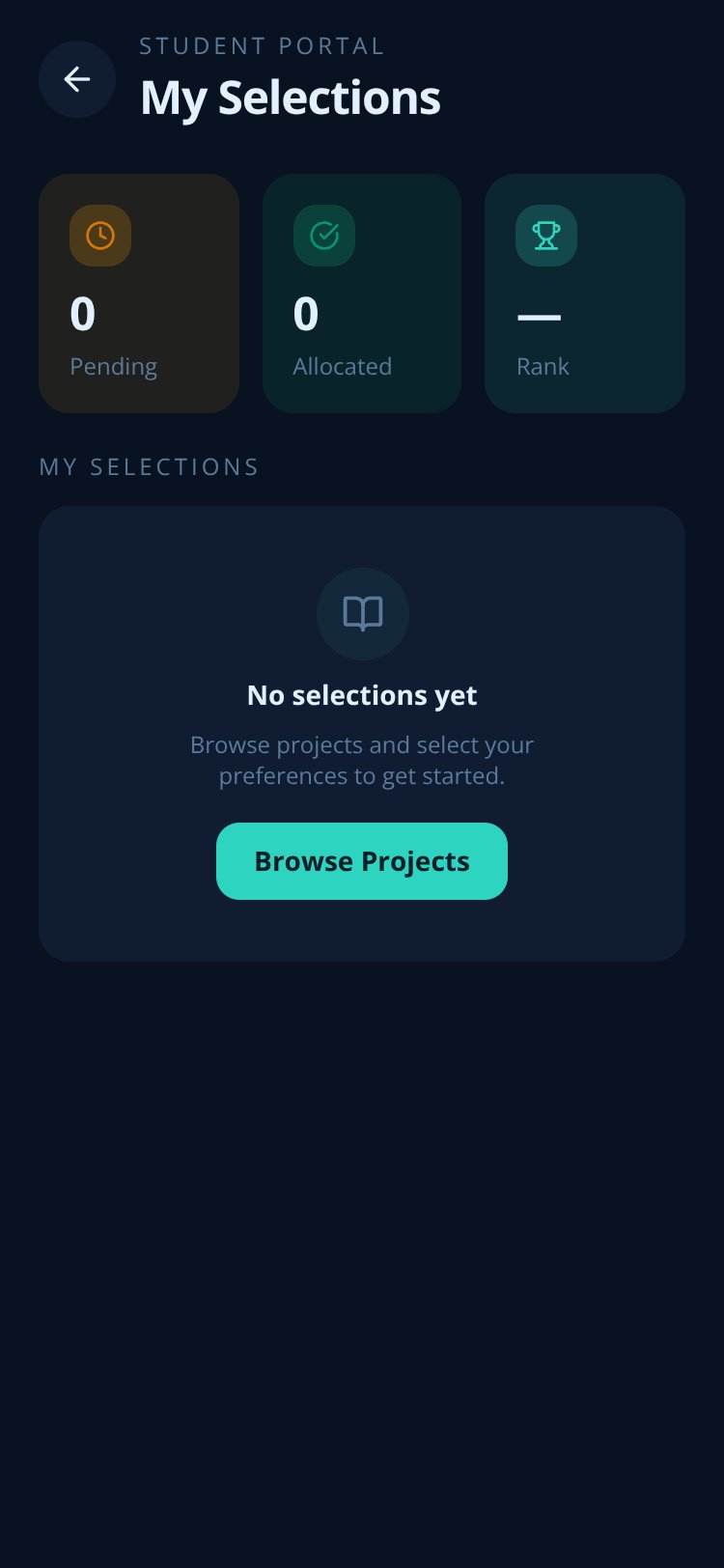 ProjectMatch screen 2