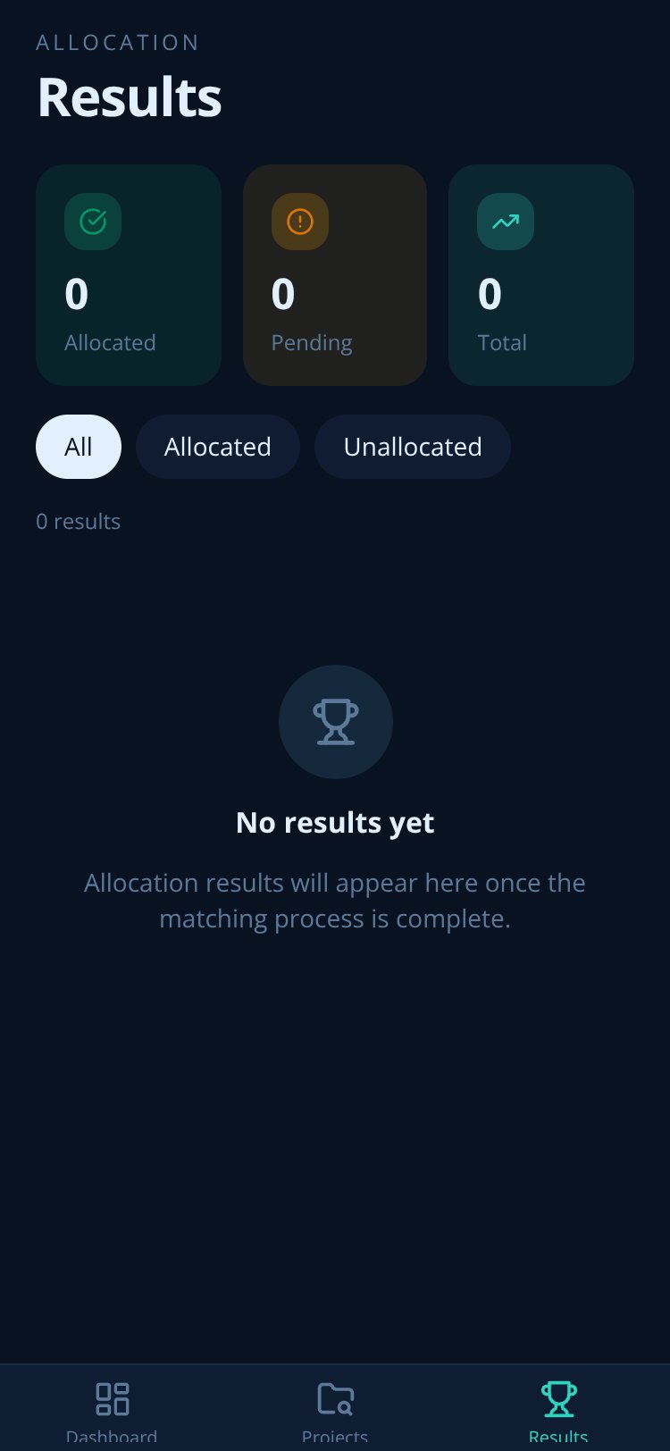 ProjectMatch screen 5