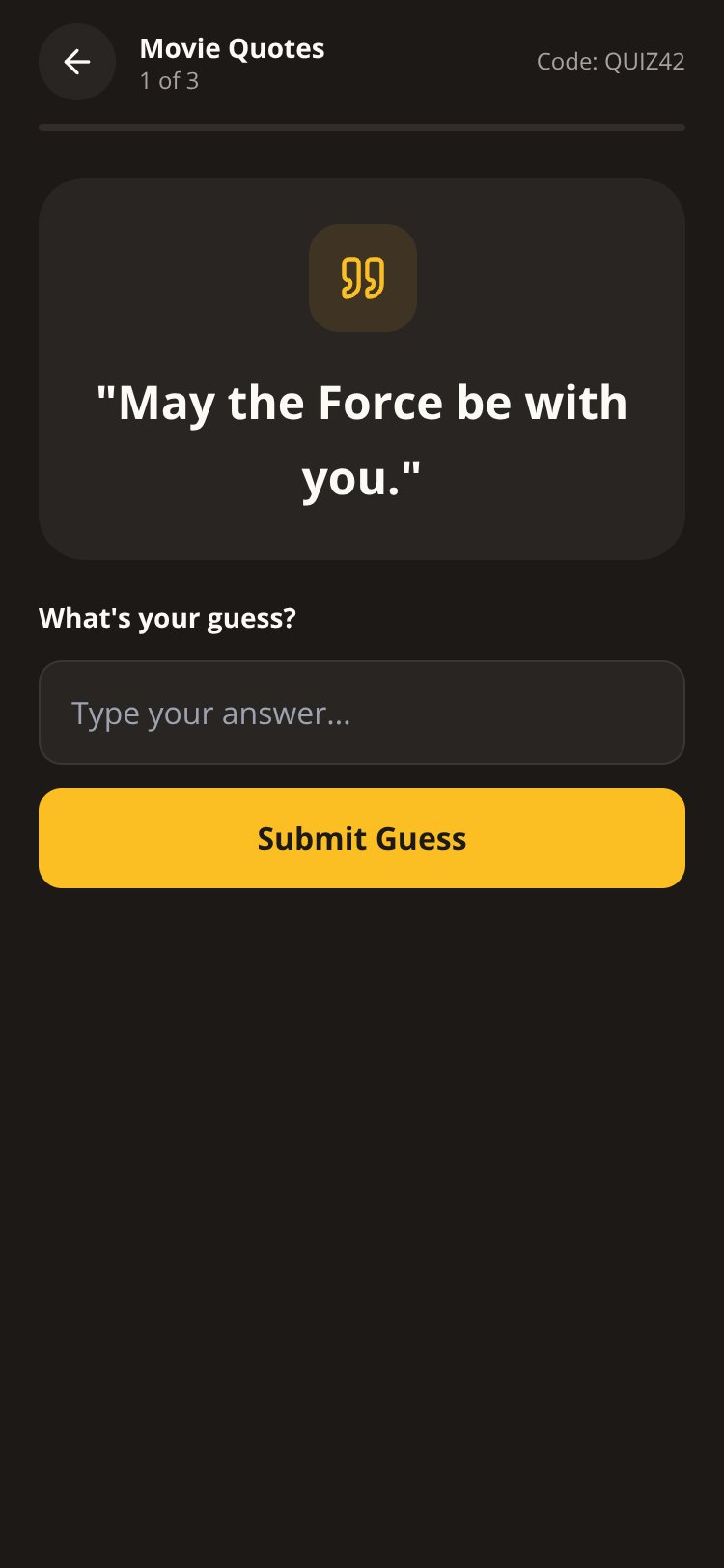 Quote Quiz screen 3