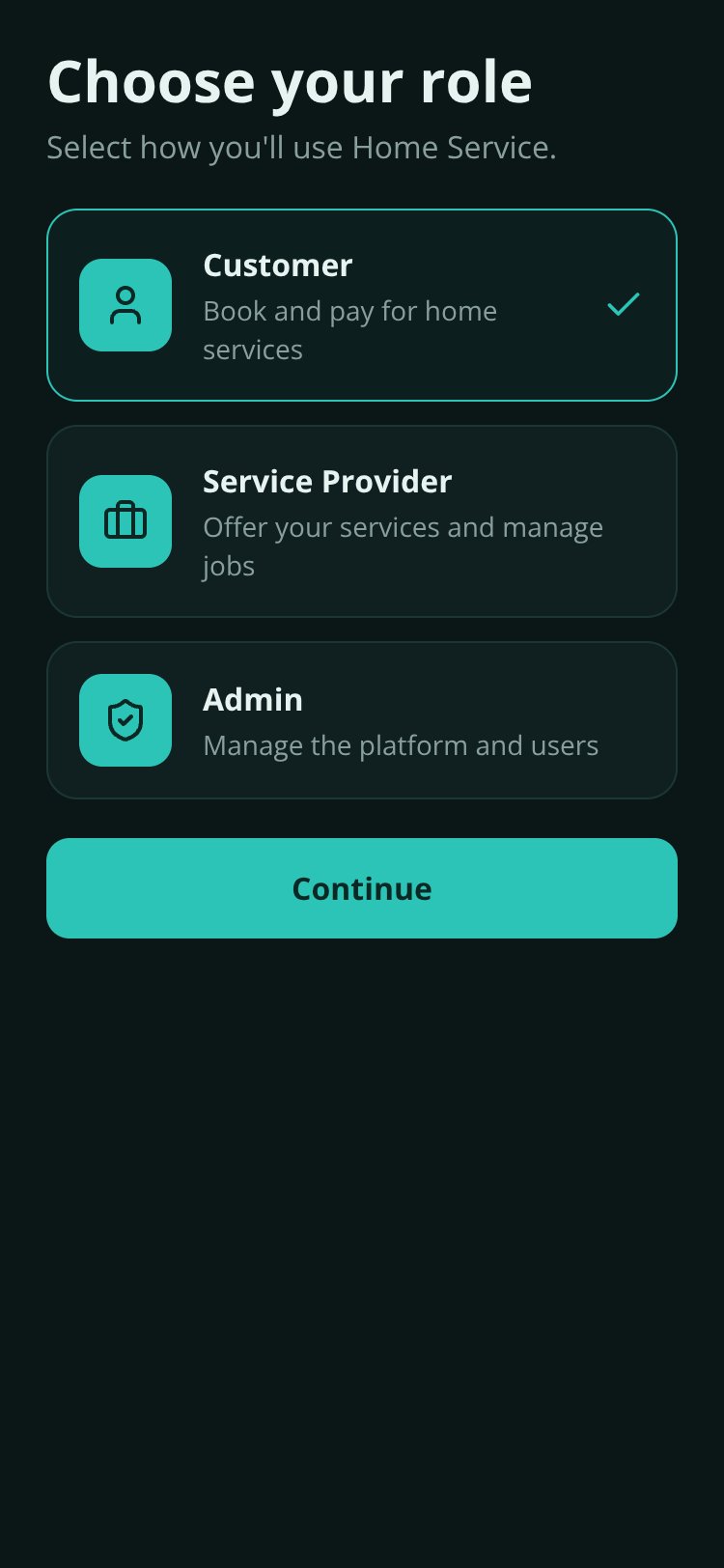 Home Service Booking screen 3