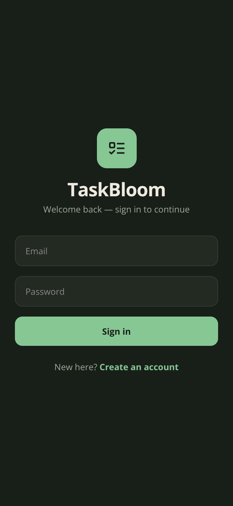 TaskBloom screen 1