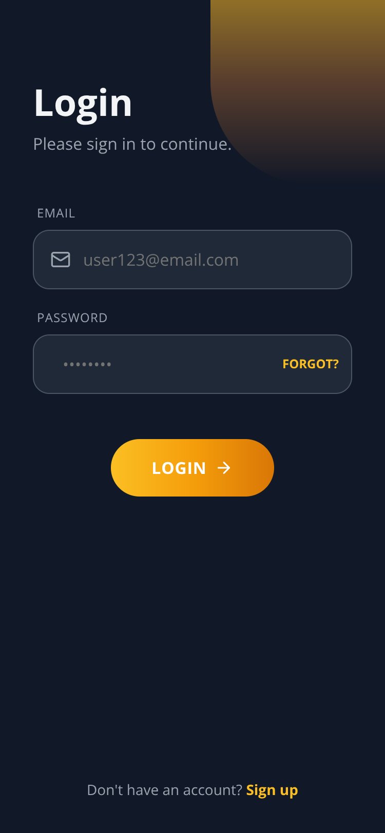 Login App screen 1
