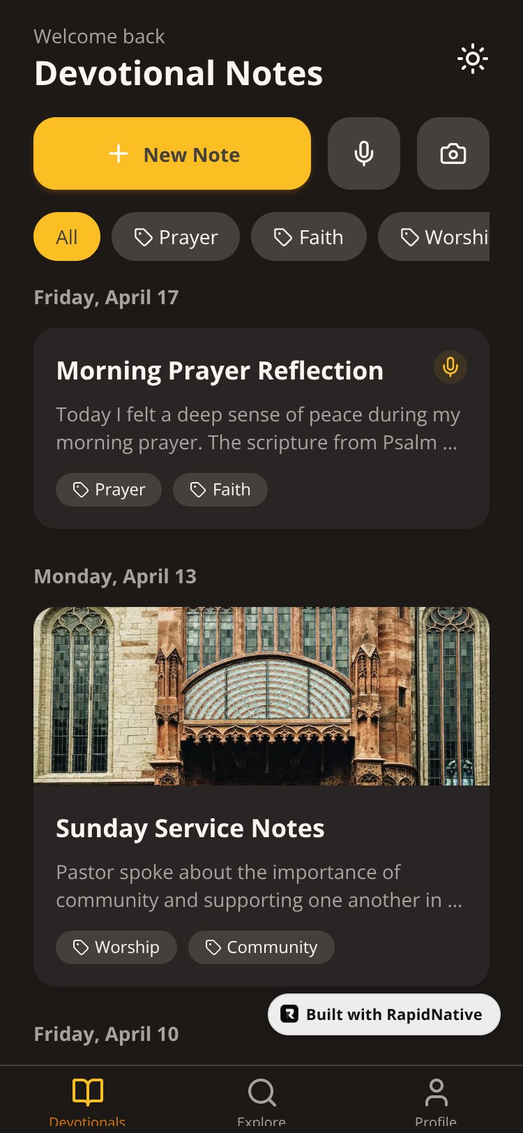 Church Devotional Notes screen 1