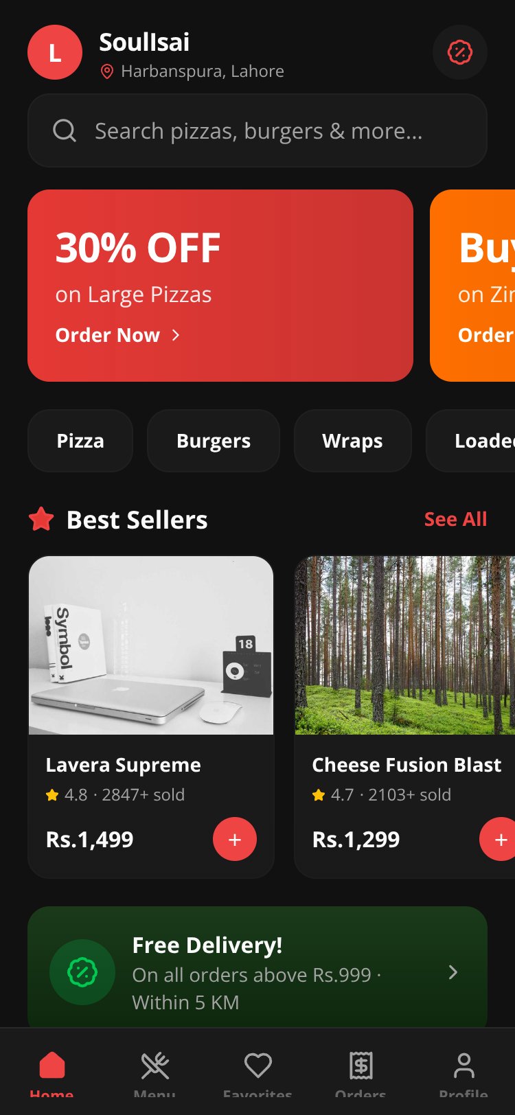 Lavera Pizza screen 1