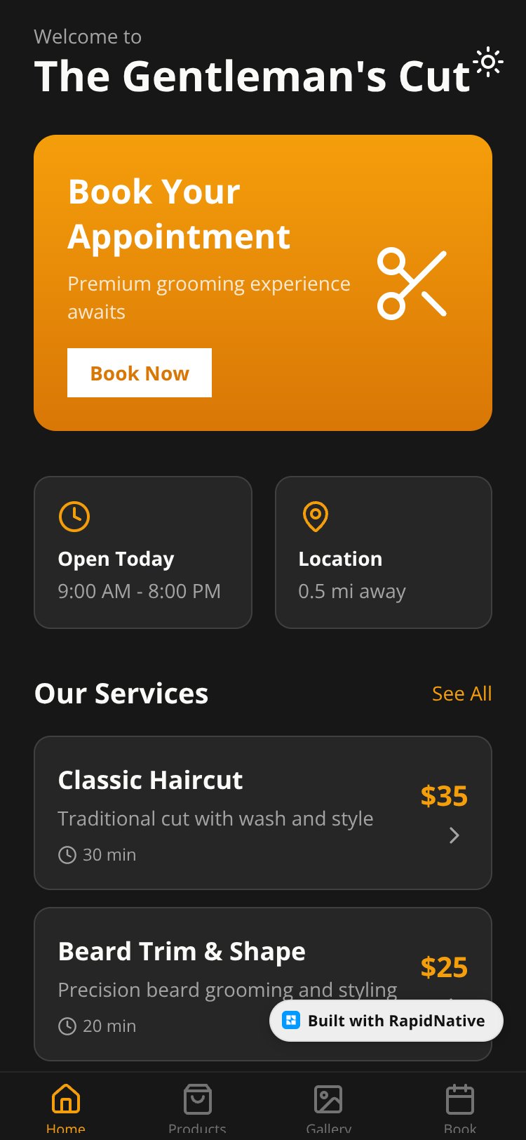 Barber Shop Booking screen 3