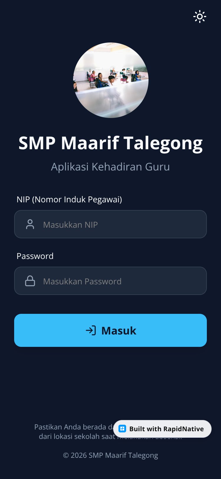 Maarif School Attendance screen 1