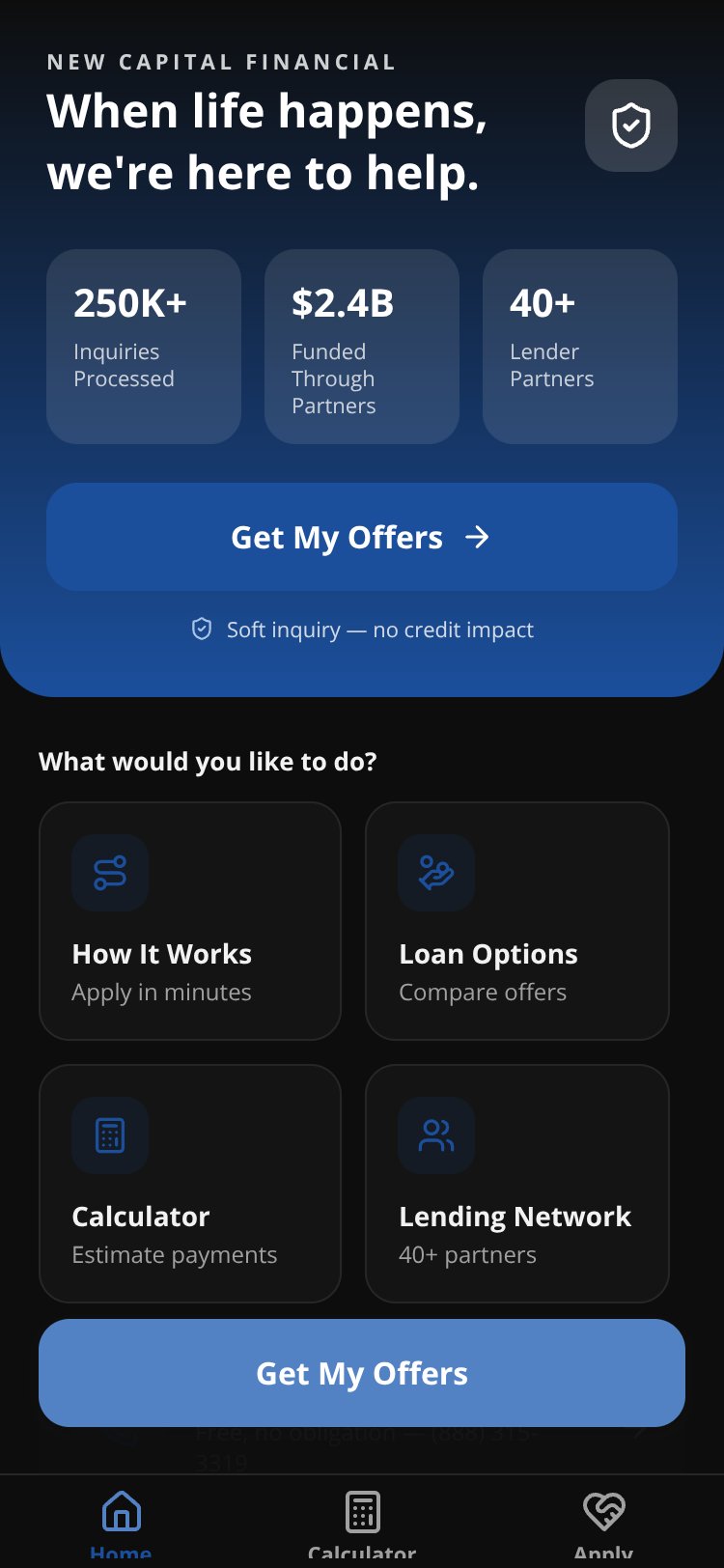 New Capital Financial screen 1