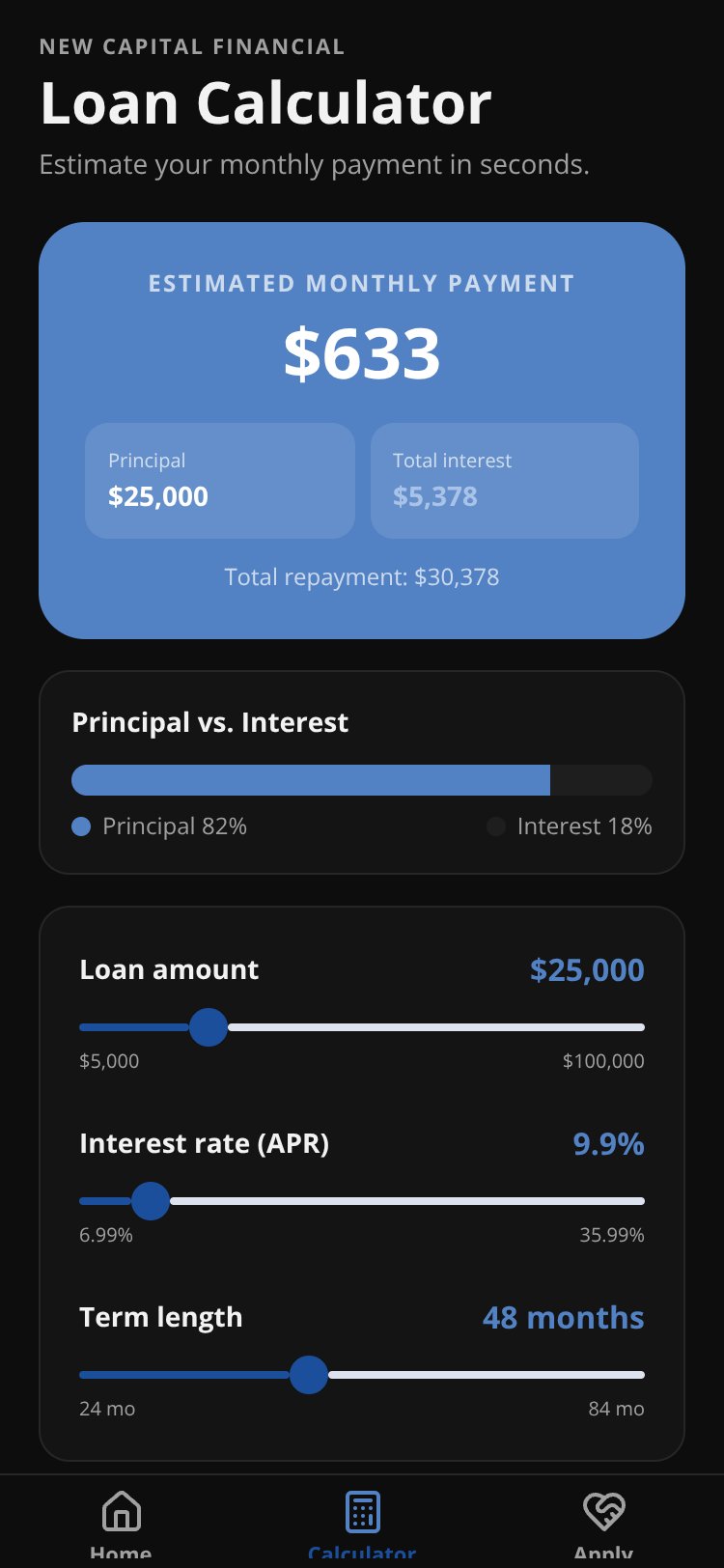 New Capital Financial screen 3