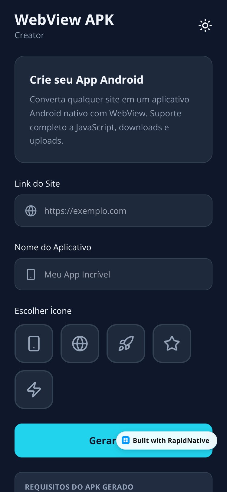 WebView APK Creator screen 2