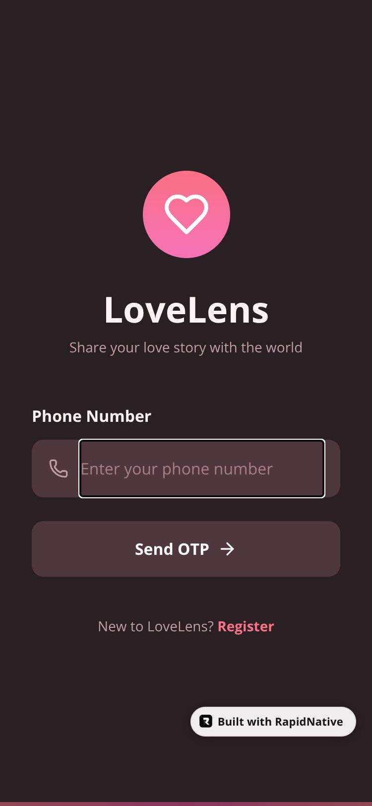 LoveLens screen 1