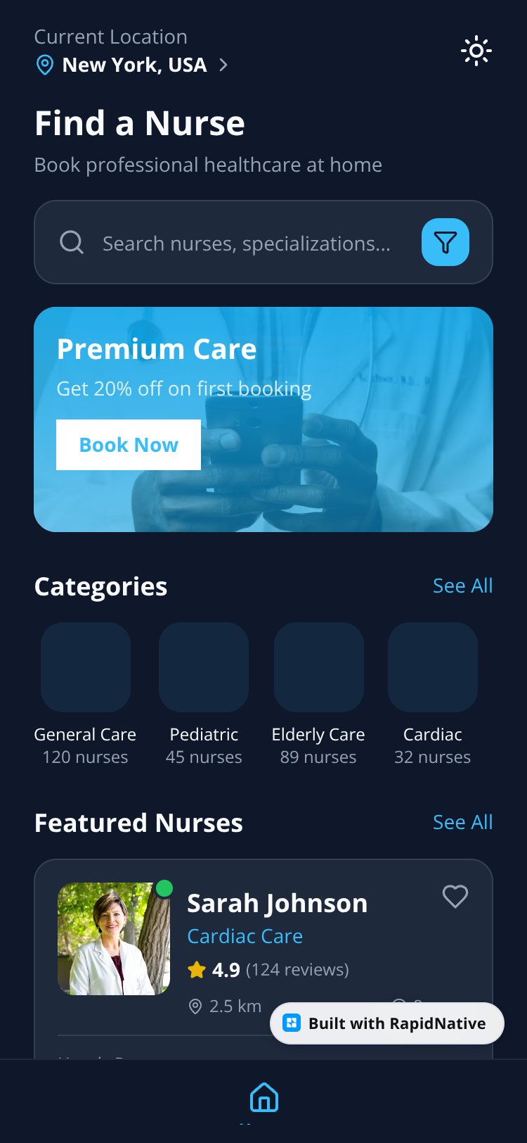 Nurse Booking Mobile App screen 4