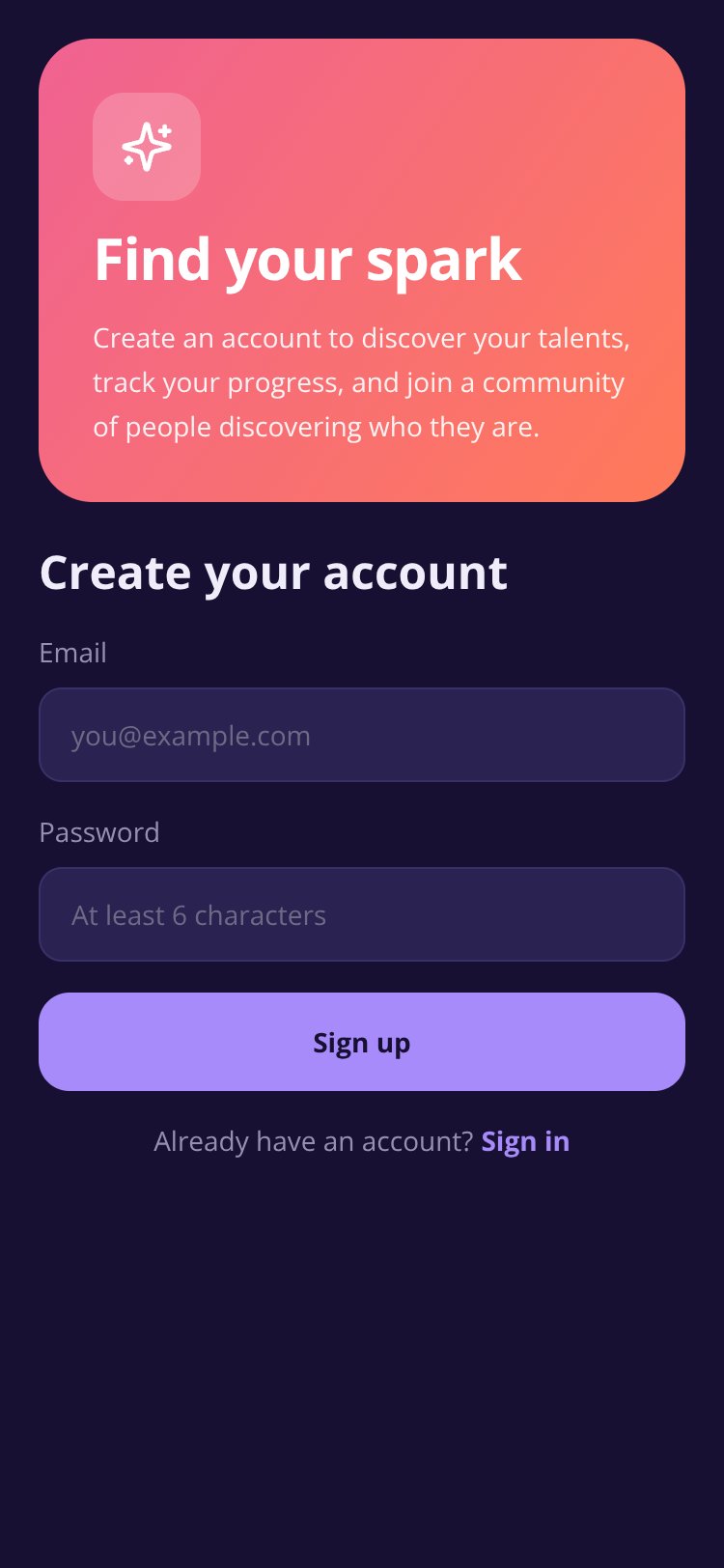 SparkFinder screen 2