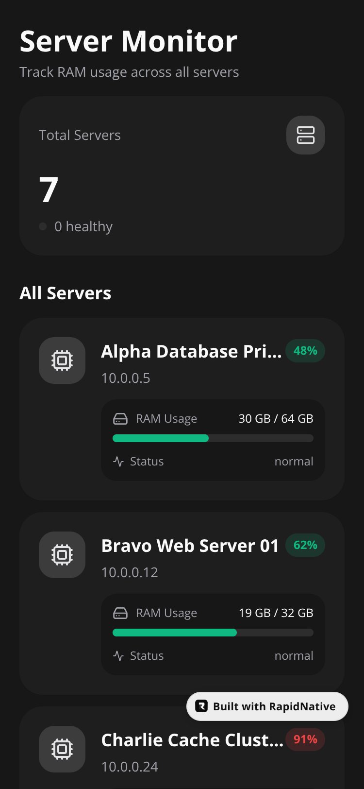 RapidNative App screen 1